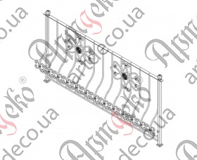 Кований балкон, балконна огорожа 2000x1000 (Комплект елементів) - зображення