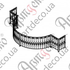 Балконна огорожа 4400(3000)х1000х1900(600) R-1500 (Комплект елементів) - зображення