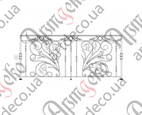 Кованый балкон, балконное ограждение 2500х1100 (Комплект элементов)	 - изображение