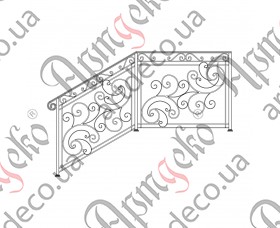 Кованая лестница, лестничное ограждение 1430х1200х1370 (Комплект элементов)	 - изображение