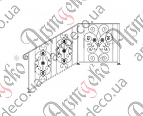 Кованая лестница, лестничное ограждение 1000х1000х1370 (Комплект элементов)	 - изображение