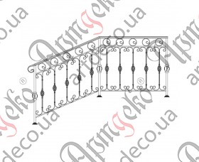Кованая лестница, лестничное ограждение 1070х950х1100 (Комплект элементов)	 - изображение