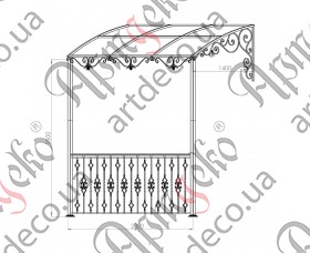 Forged cover with a fence 3000х3000х1400 (Set of elements) - picture