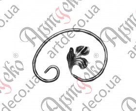 Forged scroll with leaves 150x100x12x6 beaten - picture