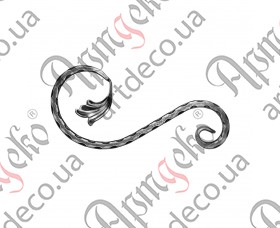 Forged scroll S with leaves 350x150x12 beaten - picture