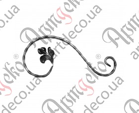Forged scroll S with leaves 350x150x12x6 beaten - picture